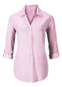 Dames Gestreepte blouse in tuniekmodel in bessenrood gestreept ,maat 38, WITT, 100% Katoen