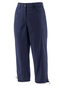 Dames Capribroek met elastiek in de pijpzoom in nachtblauw ,maat 19, WITT, 98% Katoen, 2% Elastan