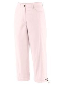 Dames Capribroek met elastiek in de pijpzoom in roze ,maat 36, WITT, 98% Katoen, 2% Elastan