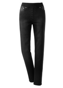 Dames Comfortjeans met geribde comfortband van tricot in black denim ,maat 195, WITT, 78% Katoen, 20% Polyester, 2% Elastan