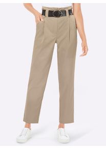 Damen Bundfaltenhose in gewebter Qualität in beige ,Größe 36, WITT, 63% Lyocell, 37% Polyester