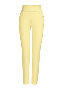 Dames 5-pocketsbroek met hoge band in vanillegeel ,maat 36, WITT, 72% Viscose, 25% Polyamide, 3% Elastan