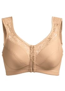 Miss Mary Of Sweden Dames Beha zonder beugel met voorsluiting in beige ,maat 100C, Witt, 75% Katoen, 14% Elastan, 11% Polyamide