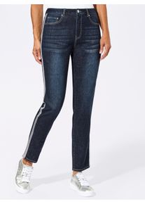 Dames 5-pocketjeans met afkledende galonstrepen in dark-blue ,maat 36, WITT, 99% Katoen, 1% Elastan