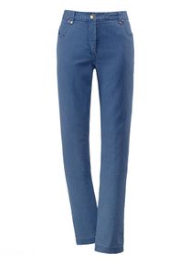 Dames Stretchjeans met glittersteentjes achter in blue-bleached ,maat 36, WITT, 98% Katoen, 2% Elastan