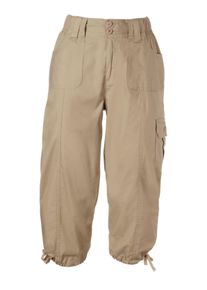 Dames Capribroek met in de wijdte verstelbare zoom in taupe ,maat 36, WITT, 98% Katoen, 2% Elastan