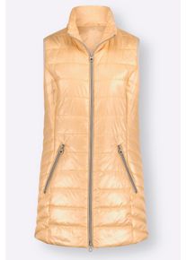 Dames Lange bodywarmer met opstaande kraag in apricot ,maat 36, WITT, 100% Polyester