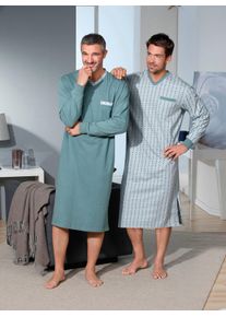 Herren Nachthemden in mint + mint-bedruckt ,Größe 44/46, Witt, 100% Baumwolle