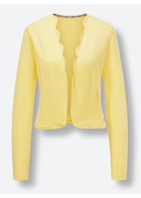 CREATION L PREMIUM Dames Shirtjasje met golvende randen in citroen ,maat 36, Witt, 70% Modal, 25% Polyamide, 5% Elastan