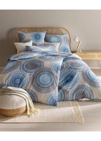 HEINE HOME unisex Bedtextiel in naturel/blauw ,maat 135x200 cm + 40x80 cm, Witt, 100% Katoen