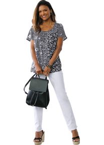 Damska Blúzka bez zapínania v patchworkovom vzhľade Čierno-biely vzor veľkosť 56