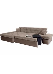 DOMO collection Ecksofa »Moric«, Im Xxl-Format, Wahlweise Mit Bettfunktion Und Armlehnenverstellung braun, Größe B/H/T: 300 cm x 80 cm x 172 cm...
