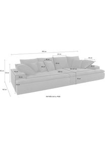 Mr. Couch Big-Sofa, Wahlweise Mit Kaltschaum (140kg Belastung/Sitz) Und Aquaclean-Stoff blau, Größe B/H/T: 300 cm x 85 cm x 142 cm B/H/T: 300 cm x...