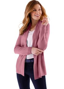 Vest, Dames, Maat 52, Oudroze, Fijntricot, Sjaalkraag, Lange mouw, Flatteus, Brede ribboorden