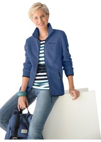 Damska Flaušová bunda s výšivkou džínsová modrá veľkosť 42