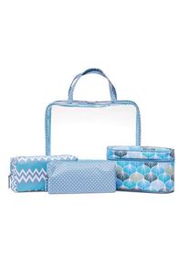 Studio 4-part cosmetic bag set in blue and transpa