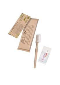 400 Sets dentales cepillo de y pasta de dientes - Kit dental ecológico envuelto individualmente en papel reciclado - Para hoteles y huéspedes