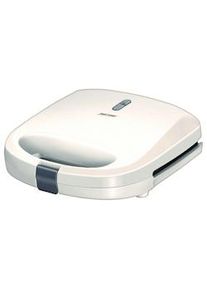 MPM MOP-27 Sandwichera Eléctrica para 2 Sandwiches, 4 en forma de Triángulo, Placas Antiadherentes, Temperatura Automática, Compacta, Blanca, 750W