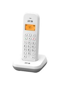 SPC Keops - Telefone fixo sem fios branco com visor iluminado e identificador de chamadas