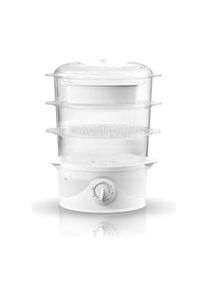 Adler AD633 Vaporera Eléctrica, 3 Recipientes + Recipiente Arroz,Temporizador 60 m, Indicador Nivel Agua, sin BPA 800W Blanco
