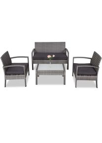 Casaria® Salottino lounge da giardino 7 pz. grigio in polyrattan