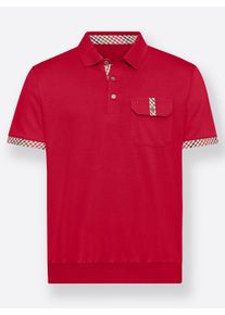 Hajo Heren Poloshirt met korte mouwen in kers ,maat 44/46, Witt, 62% Katoen, 38% Polyester