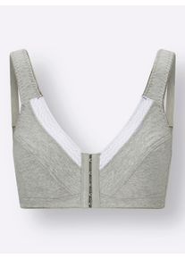 wäschepur Dames Beha zonder beugel met voorsluiting in grijs gemêleerd ,maat 100A, Witt, 76% Katoen, 18% Polyamide, 6% Elastan