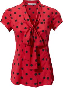 Heine Dames Blouse met korte mouwen in stippendessin in rood/zwart ,maat 34, Witt, 100% Viscose