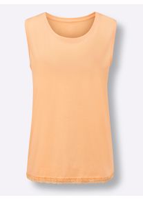 wäschepur Dames Pyjama-Shirt in apricot ,maat 36/38, Witt, 50% Katoen, 50% Modal