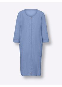 Dames Badjas met ritssluiting, fijnfrotté in hemelsblauw ,maat 40/42, WITT, 80% Katoen, 20% Polyester