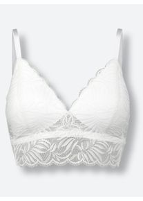 w&auml;schepur Damen Schalen-BH ohne B&uuml;gel mit floraler Spitze rundum in wei&szlig; ,Gr&ouml;&szlig;e 100A, Witt, 84% Polyamid, 16% Elasthan