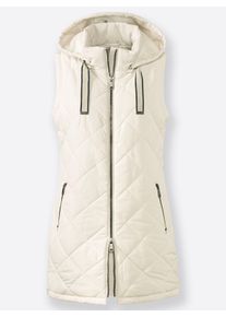 Damen Longweste mit Rautensteppung in elfenbein ,Gr&ouml;&szlig;e 54, WITT, 100% Polyester
