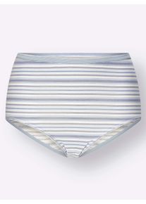 wäschepur Dames Tailleslip in 2x rozenkwarts gestreept + 2x ijsblauw gestreept ,maat 38, Witt, 95% Katoen, 5% Elastan