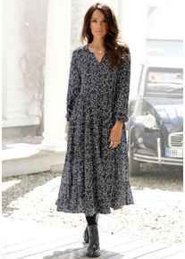 Lascana Damen Maxikleid in schwarz-creme-bedruckt ,Gr&ouml;&szlig;e 46, Witt, 100% Viskose