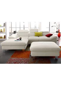 COTTA Polstergarnitur, Set: Bestehend Aus Ecksofa Und Hocker, Kopf- Bzw. Rückenverstellung weiß Leder BEEFY, Set: bestehend aus Ecksofa und Hocker
