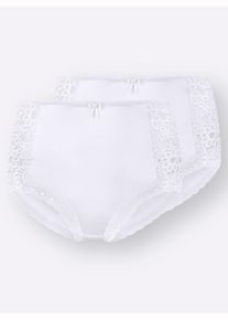 wäschepur Dames Tailleslip met kanten details in wit ,maat 36/38, Witt, 77% Polyamide, 13% Elastan, 10% Katoen