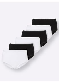 Dames Tailleslip met katoenen kruisje, katoen in 3x wit + 3x zwart ,maat 36/38, WITT, 95% Katoen, 5% Elastan