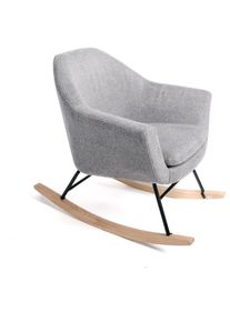 Rocking Chair, Fauteuil à Bascule Berçant en Tissu Gris Chiné Scandinave Pied en Bois 73x69x75CM- Meuble de salon - Gris