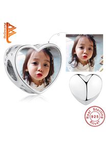 BELAWANG 925 Sterling Silver Forever Heart Charms Free Customized Photo Beads fit Original Bracelet for Women DIY Jewelry
