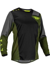 Fly Racing Kinetic Jet, jersey , color: Black/Olive/Grey/Neon-Yellow , size: M
