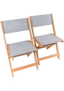 HABITAT ET JARDIN - Chaise pliante en bois exotique Seoul - Maple - Gris - Lot de 2