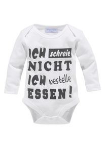 Klitzeklein Body »Ich Schreie Nicht, Ich Bestelle Essen«, Aus Bio-Baumwolle, Baby-Body weiß, Größe 50/56 - N-Gr, Langarnbody von Klitzeklein für...