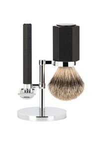 Mühle Glasshütte Mühle - Hexagon Rasierset graphite / Pinsel Silberspitz Dachszupf