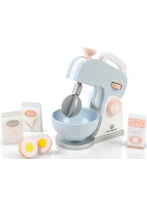 Musterkind® -Rührgerät »Olea, Weiß/Graublau«, (Set, 7 Tlg.), Mixer Verstellbar & Rührschüssel Herausnehmbar blau, Mixer Set aus Holz »Olea« für...