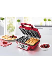 gourmetmaxx Waffeleisen »Für Belgische Waffeln«, 1000 W rot, Mit Antihaftbeschichtung