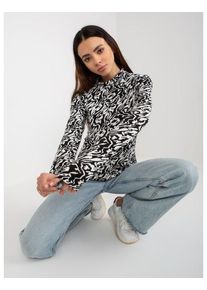 Női garbó blúz EMERSON fekete-fehér nyomtatással