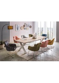 Home Affaire Esstisch »Manhattan«, Mit Massivholzplatte Akazie Lackiert, Baumkantentisch Im Landhaus Stil weiß, Größe B/H/T: 240 cm x 77 cm x 100...