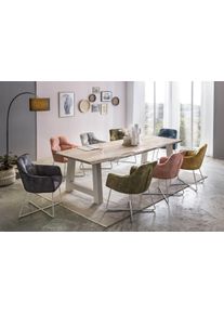 Home Affaire Esstisch »Manhattan«, Mit Massivholzplatte Akazie Lackiert, Baumkantentisch, Landhaus Stil weiß, Größe B/H/T: 180 cm x 77 cm x 90 cm...