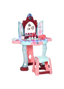 HOMCOM Children's Vanity Table Set Blue Pink with Lights and Stool for Pretend Play | Aosom Ireland