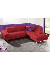 COTTA Polstergarnitur »Mailand«, Set: Bestehend Aus Ecksofa Und Hocker, Wahlweise Mit Bettfunktion rot Kunstleder SOFTLUX®, Set: bestehend aus...